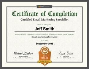 Digital Marketer Email Marketing Certificate