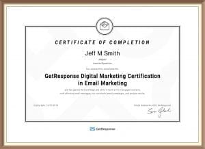 GetResponse Email Marketing Certificate